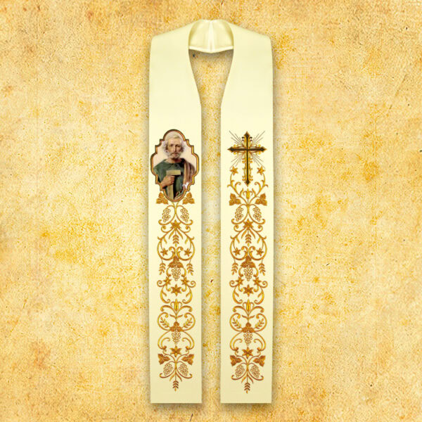 Stuła Haftowana Z Wizerunkiem Fotograficznym "Św. Józef Robotnik"