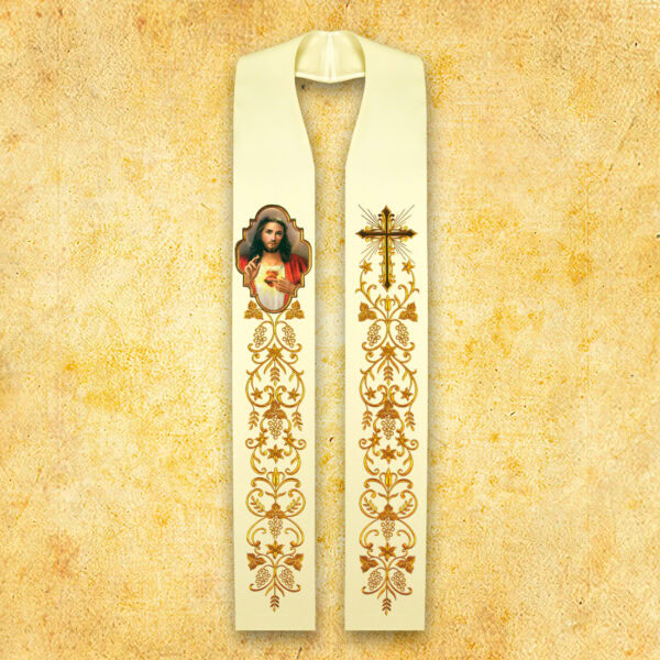 Stuła Haftowana Z Wizerunkiem Fotograficznym "Serce Jezusa"