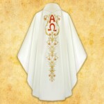 Casula ricamata ecru Santissima Trinità