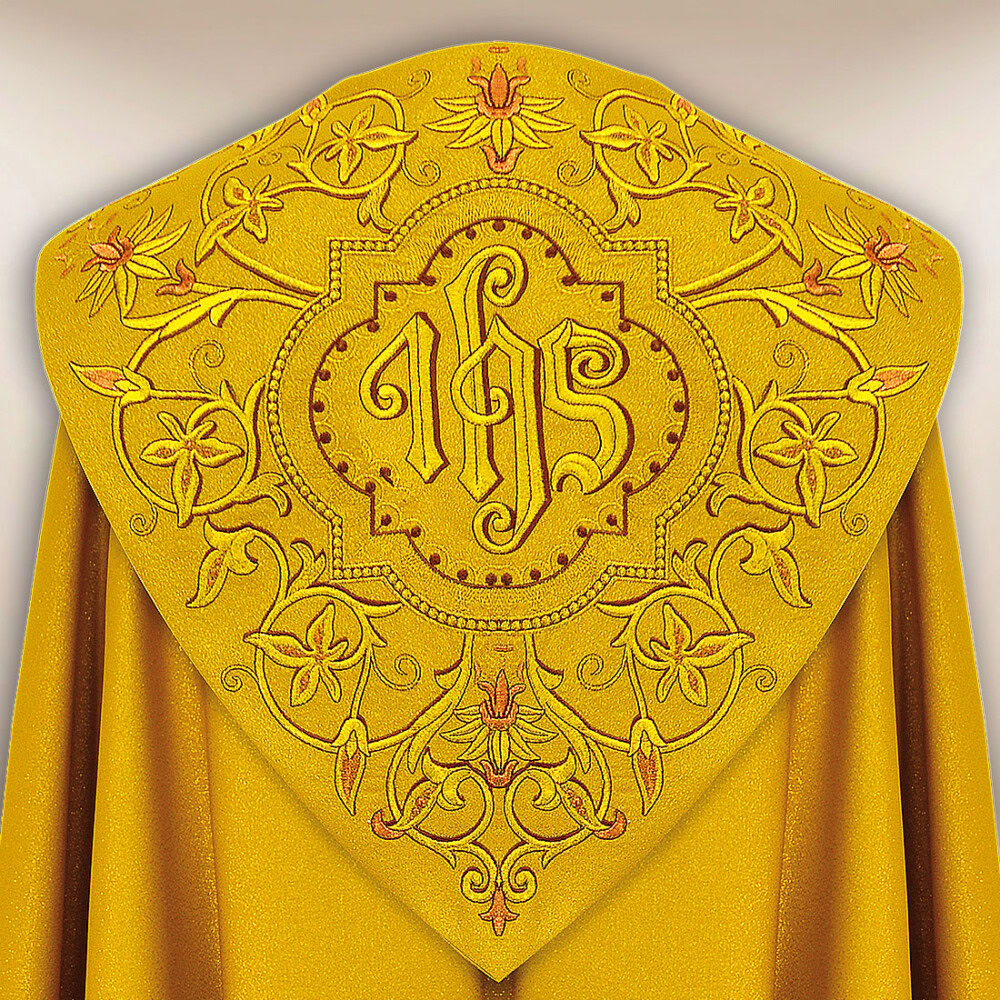 Piviale ricamato oro IHS