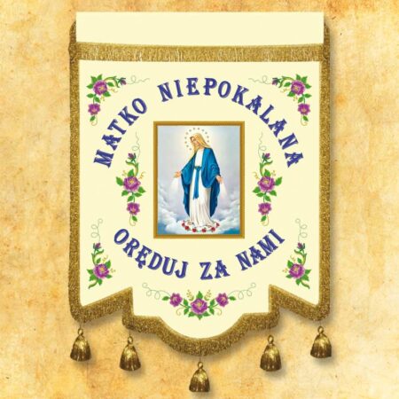Chorągiew haftowana Matka Niepokalana