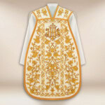 Casula ricamata romana con IHS e Rose