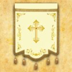 (product_variation) Chorągiew dwustronna - Św. Faustyna i Jezus Miłosierny - Krzyż