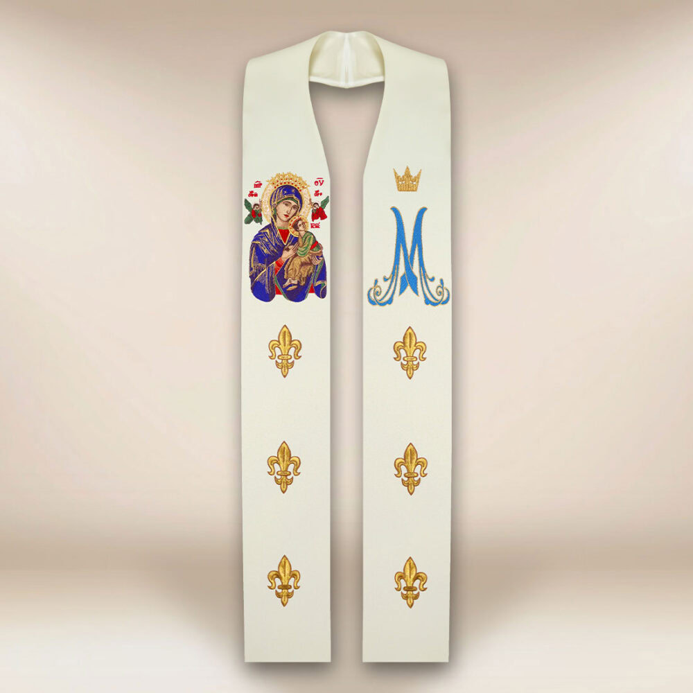 Stola ricamata con l'immagine MB del Perpetuo Soccorso
