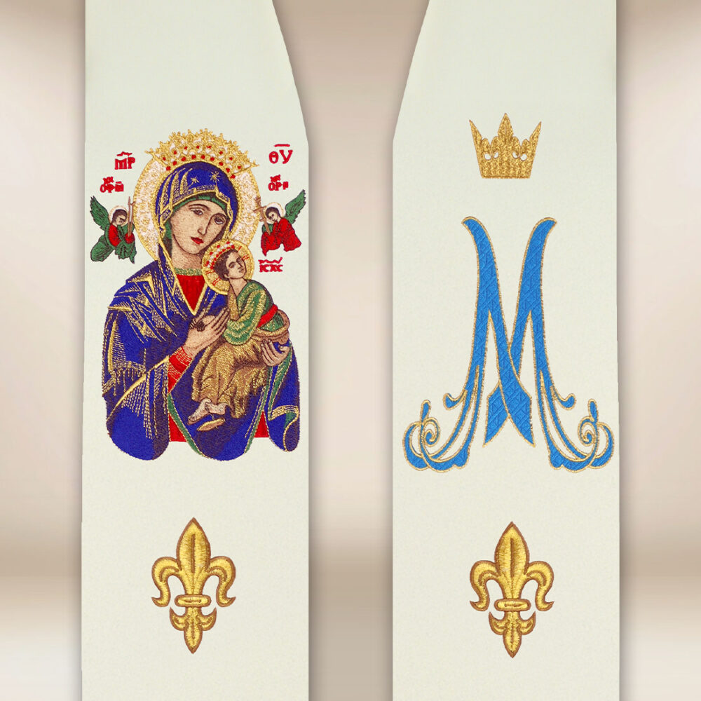 Stola ricamata con l'immagine MB del Perpetuo Soccorso