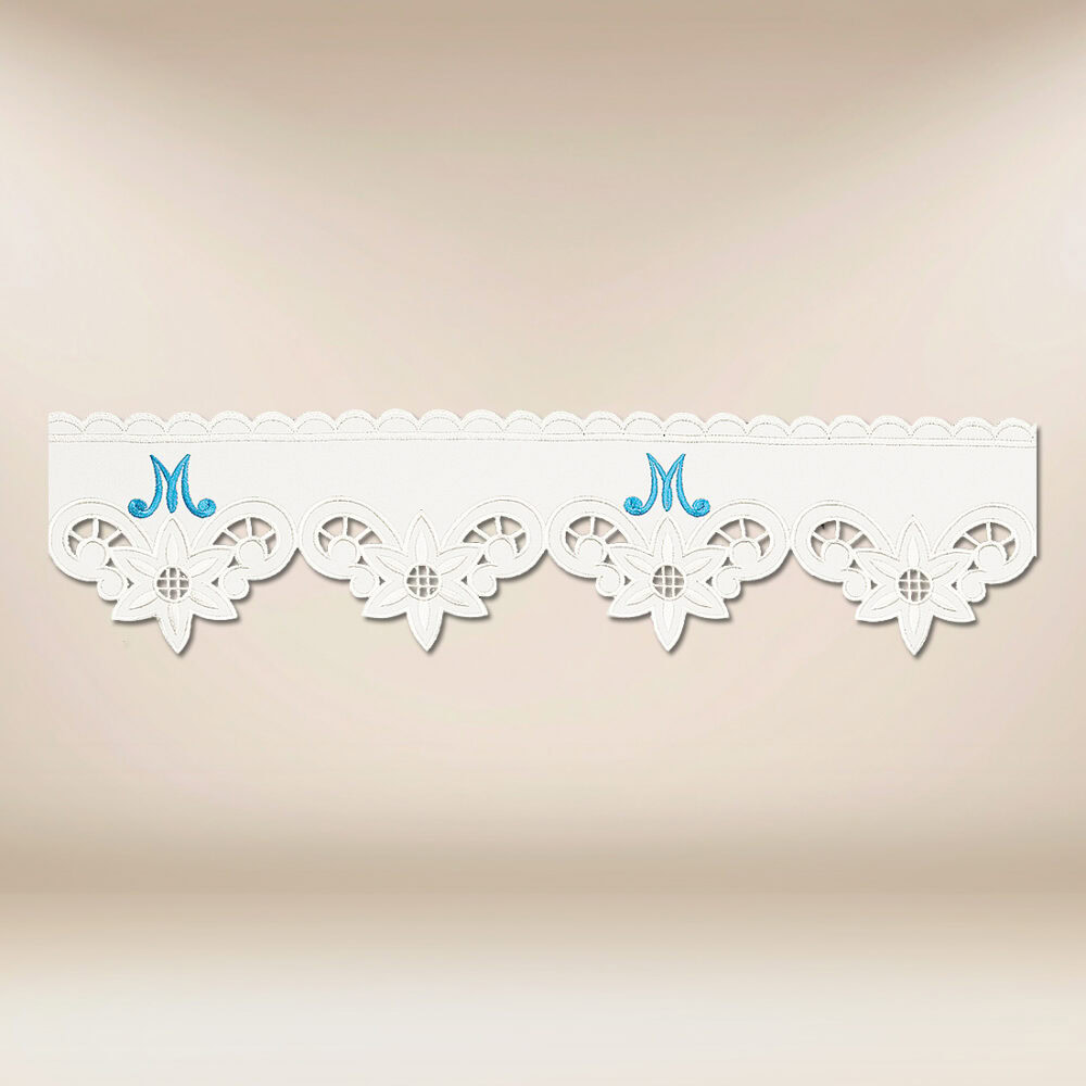 Coroncina mariana con ricamo blu alta 12 cm