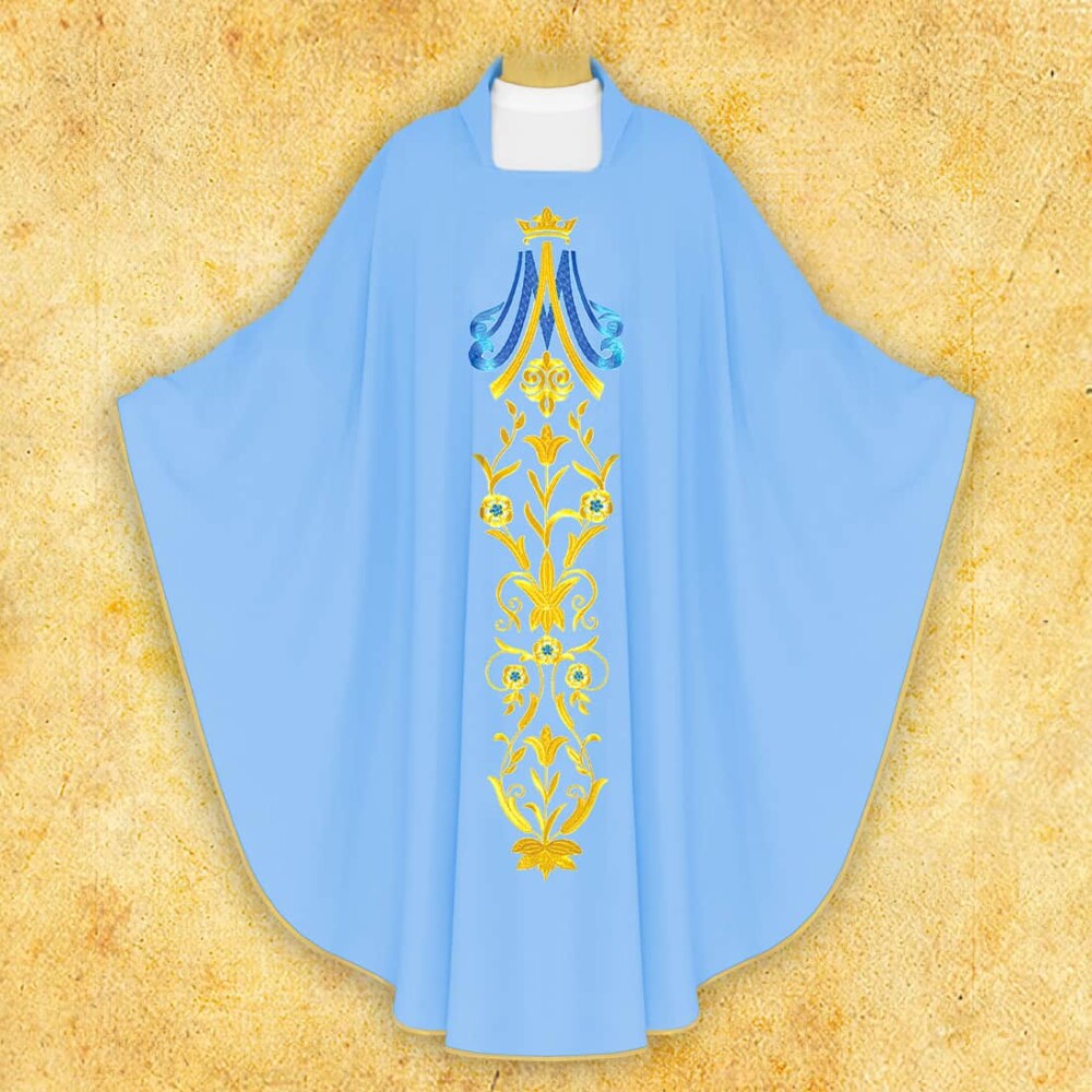 Casula sacerdotale ricamata Mariana