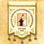 Chorągiew dwustronna haftowana z wizerunkiem Matki Bożej Różańcowej