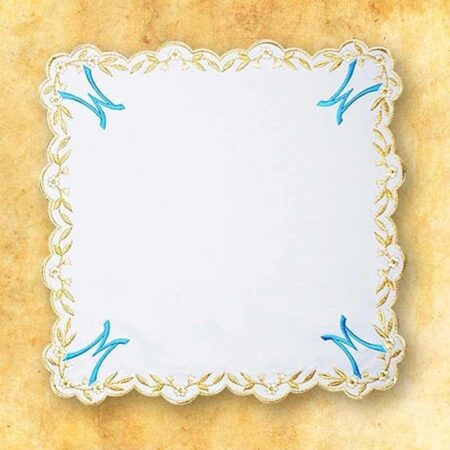 Serwetka haftowana "Ave Maryja" niebieski 45x45