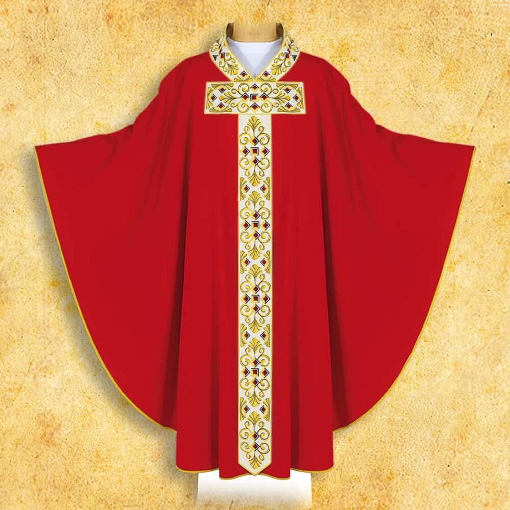 Casula sacerdotale ricamata rossa