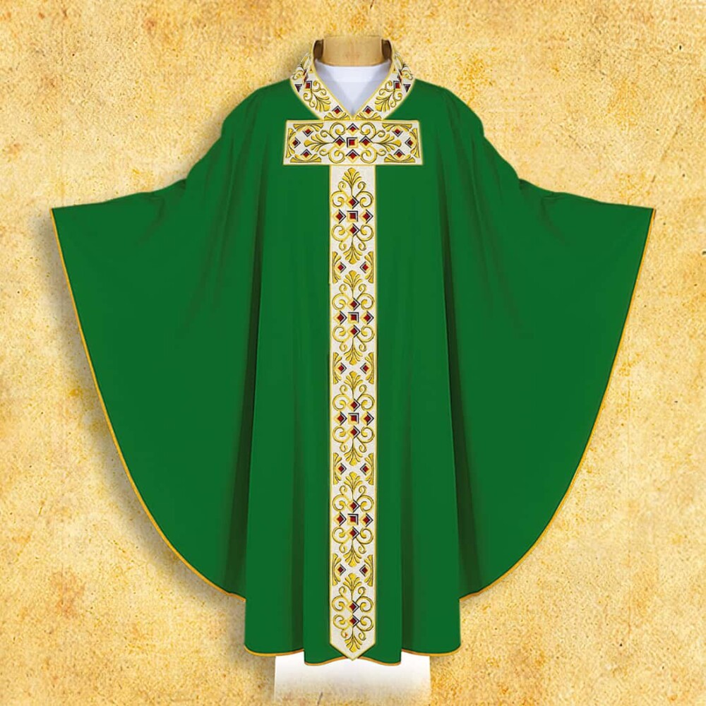 Casula sacerdotale ricamata verde
