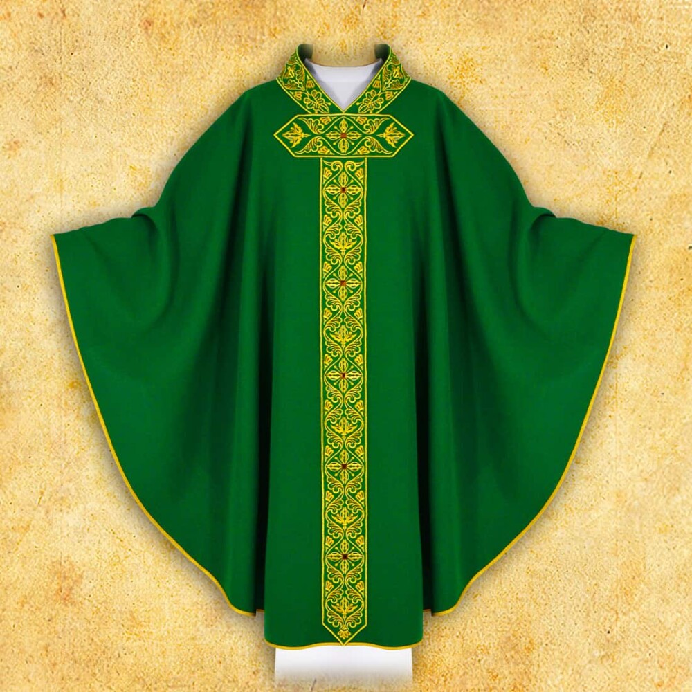 Casula sacerdotale ricamata verde