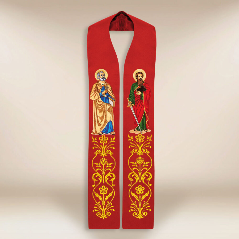 Stole sacerdotali ricamate rosse Santi Pietro e Paolo