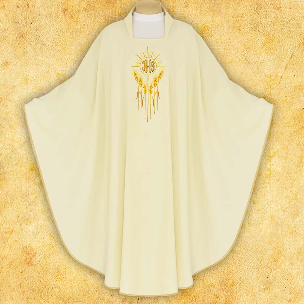 Casula ricamata IHS con Kłosami ecru