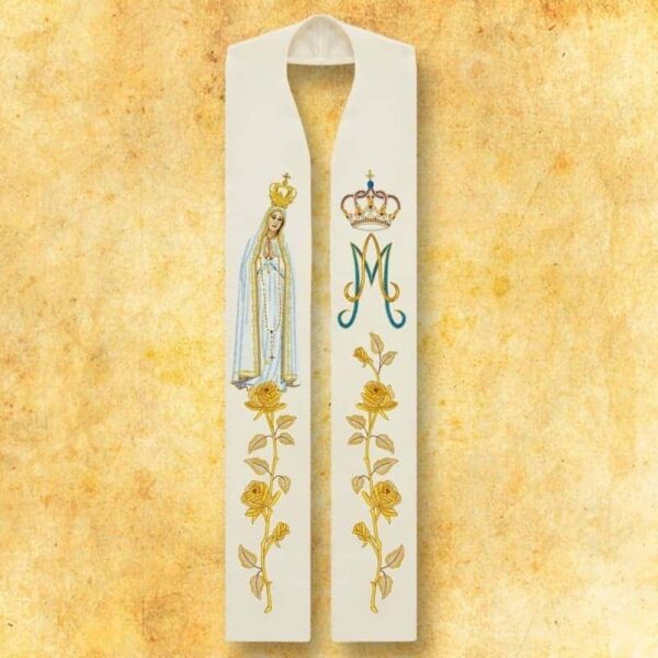 Stuła haftowana "Matka Boża Fatimska"