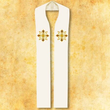 Stole sacerdotali ricamate ecru con motivo a croce