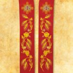 Stola ricamata liturgica IHS rossa