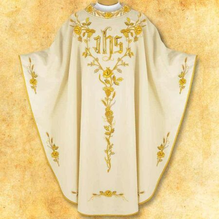 Casula liturgica con ricamo IHS