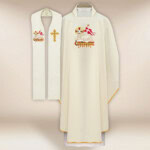 Completo casula e stola liturgica con simbolo dell'Agnello