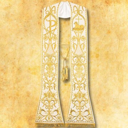 Stuła haftowana rzymska na pluszu "Baranek"