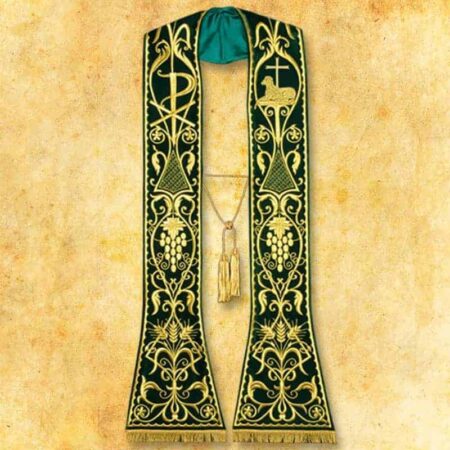 Stuła haftowana rzymska na pluszu "Baranek"