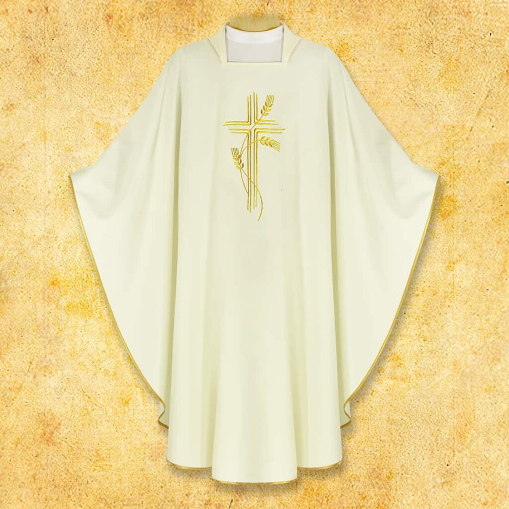 Casula ricamata Croce ecru