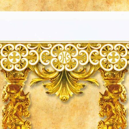 Tovaglia ricamata oro con IHS