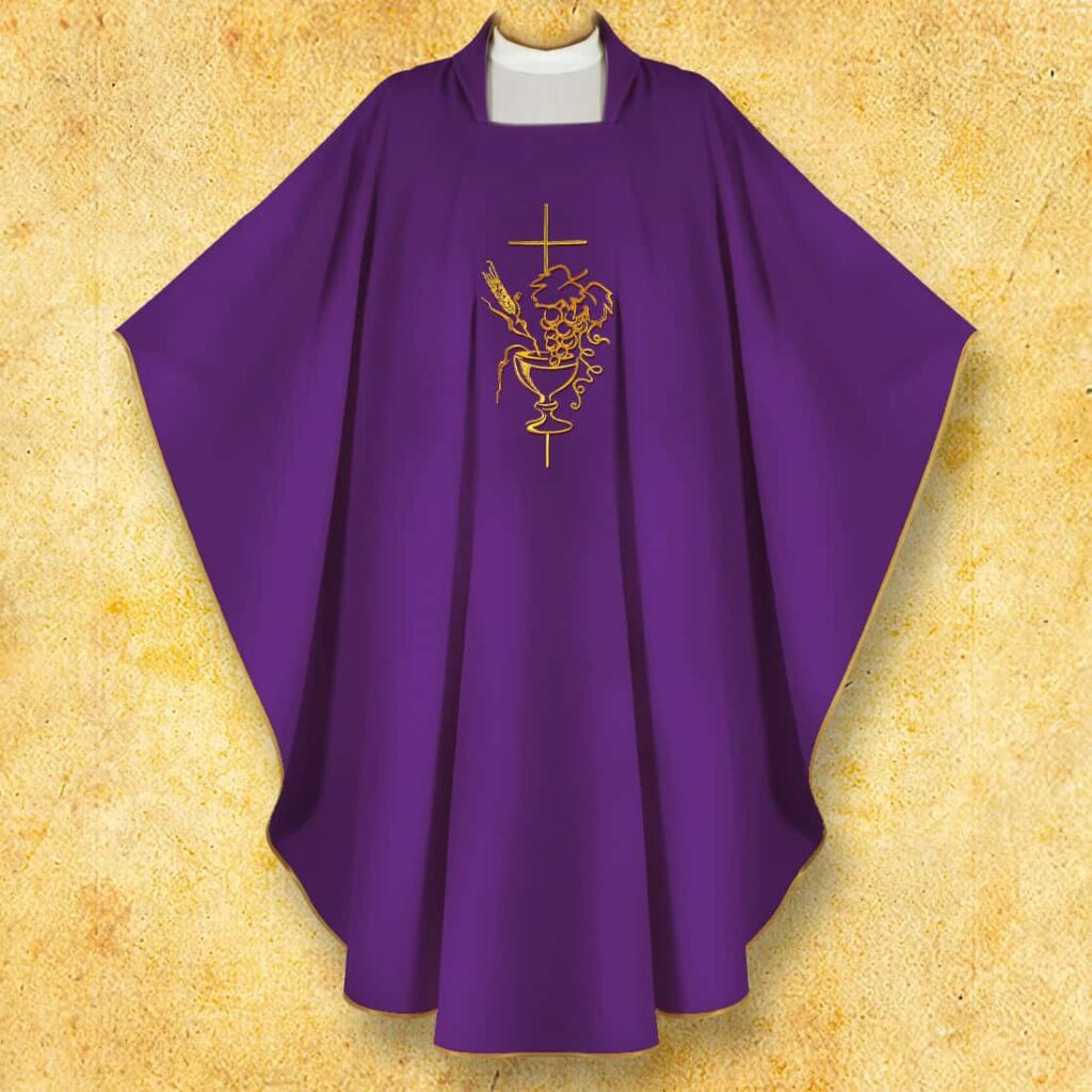 Casula ricamata Calice viola