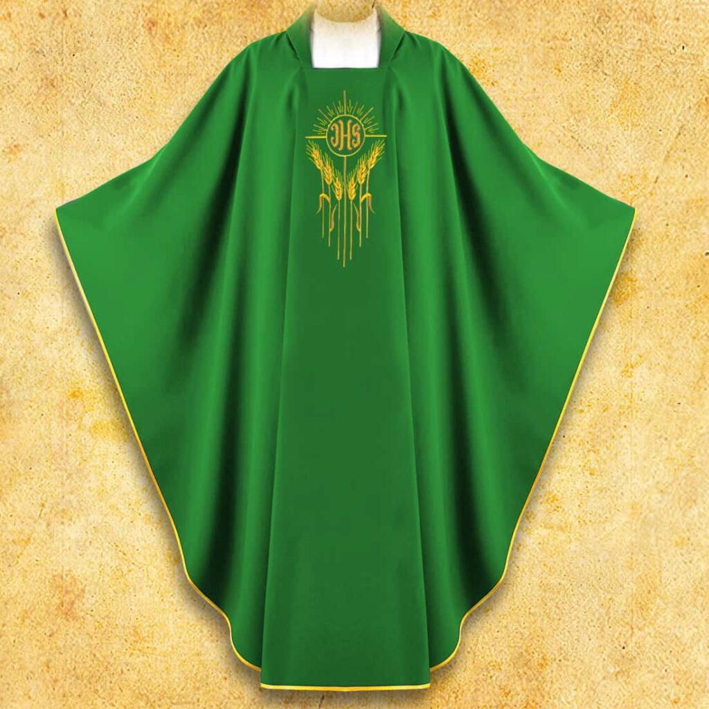 Casula ricamata IHS con Kłosami verde