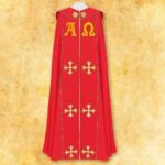 Piviale ricamata rossa Alfa Omega PX