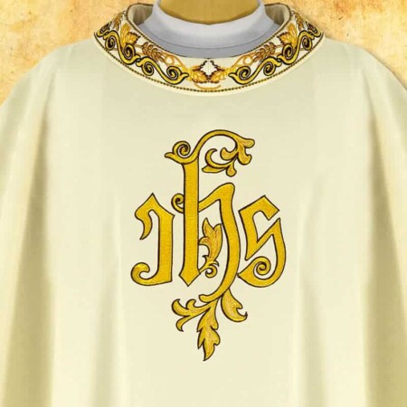Casule liturgica con ricamo IHS