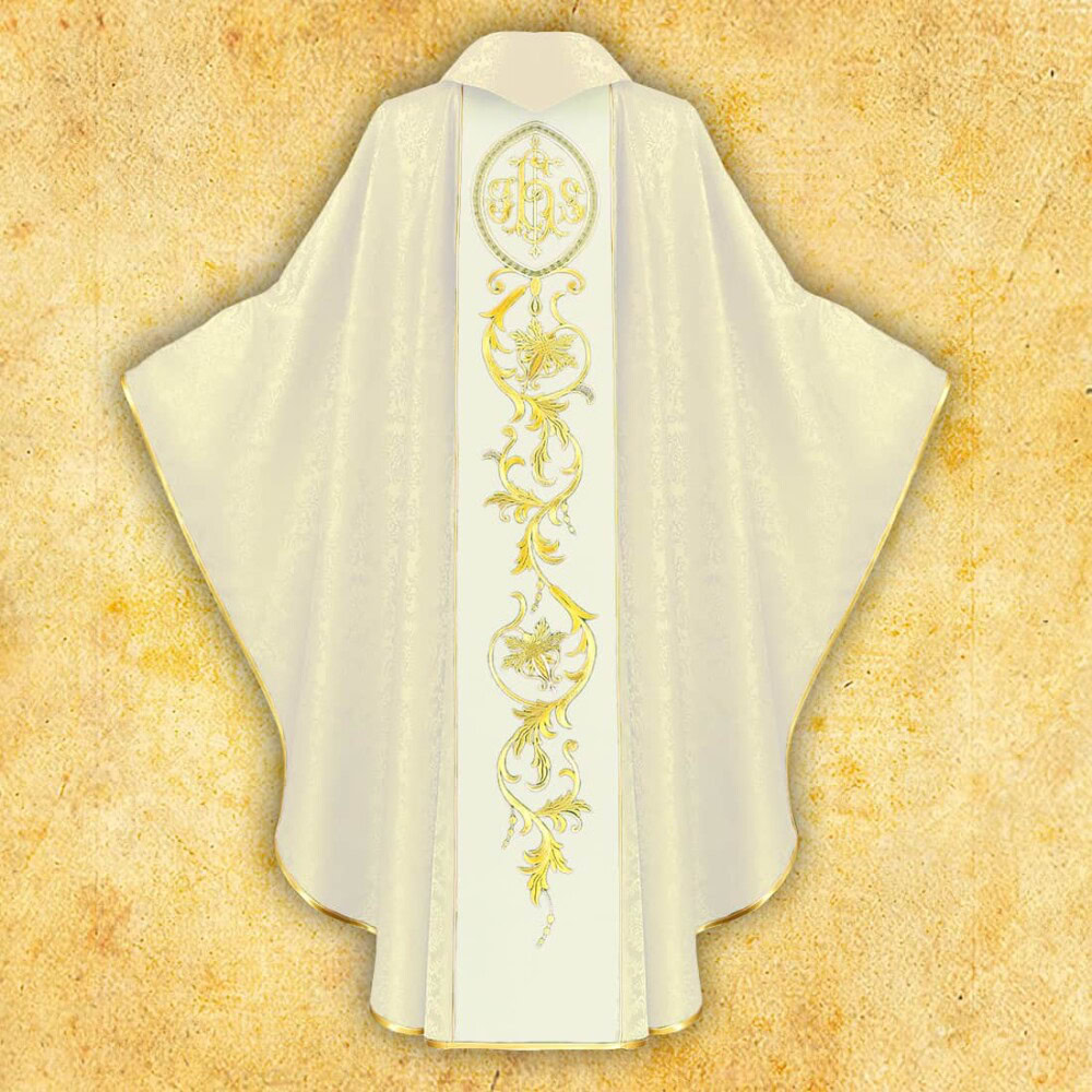 Casula ecru con passem ricamato
