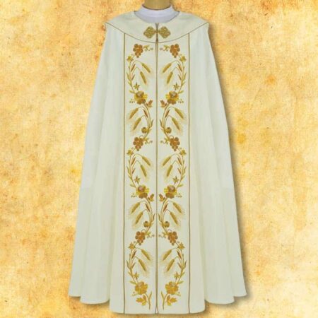 Piviale ricamata IHS ecru