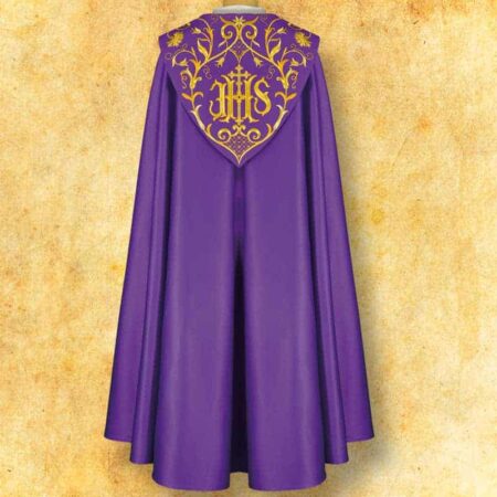 Piviale ricamato viola IHS