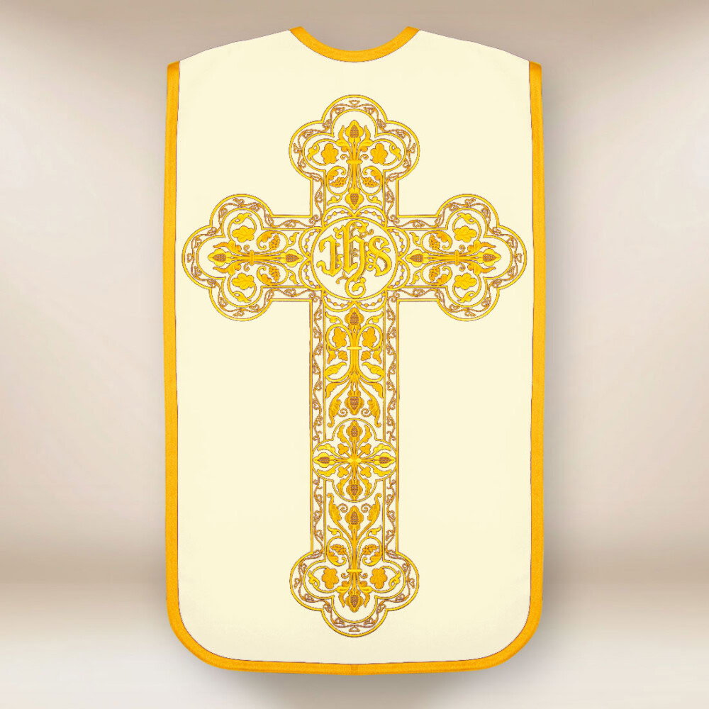 Casula romana ecru ricamata