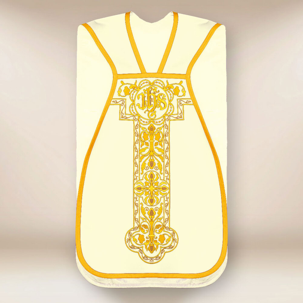 Casula romana ecru ricamata