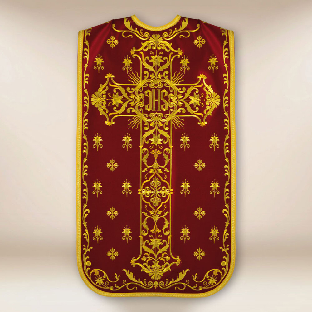 Pianeta ricamata con IHS bordeaux