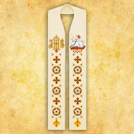 Stole sacerdotali ricamate con il simbolo dell'Agnello