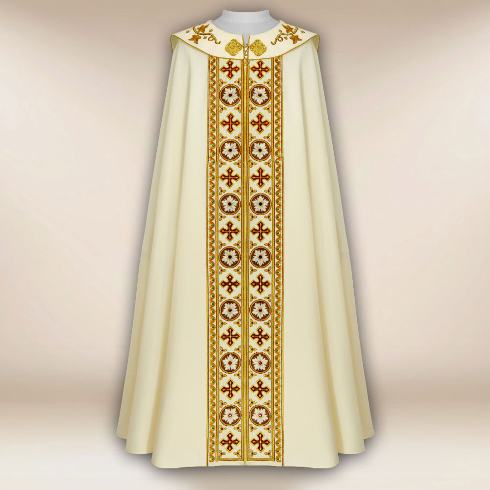 Piviale ricamato con il simbolo dell'Agnello