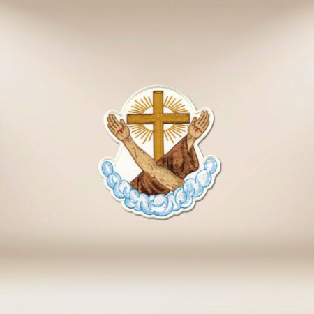 applicazione ricamata Pace e Bene