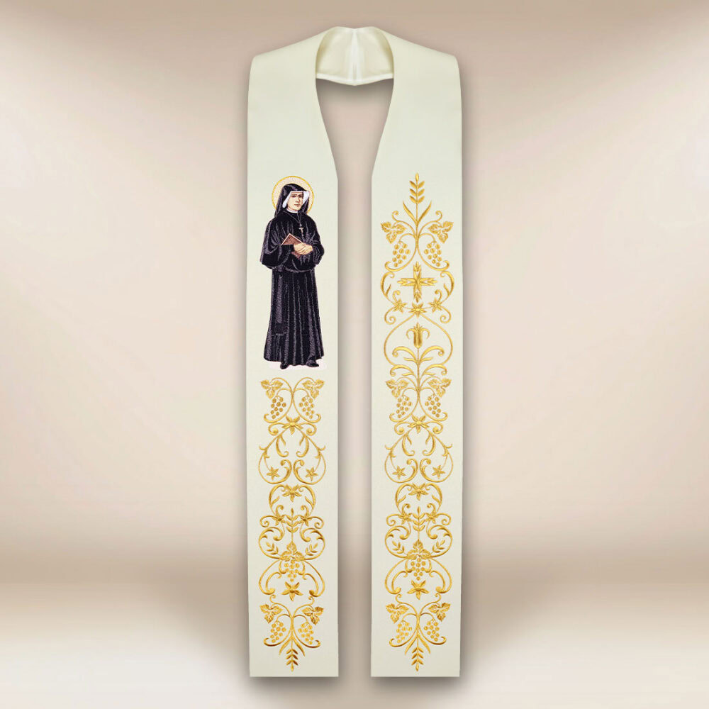 Stola ricamata con l'immagine di San Faustina