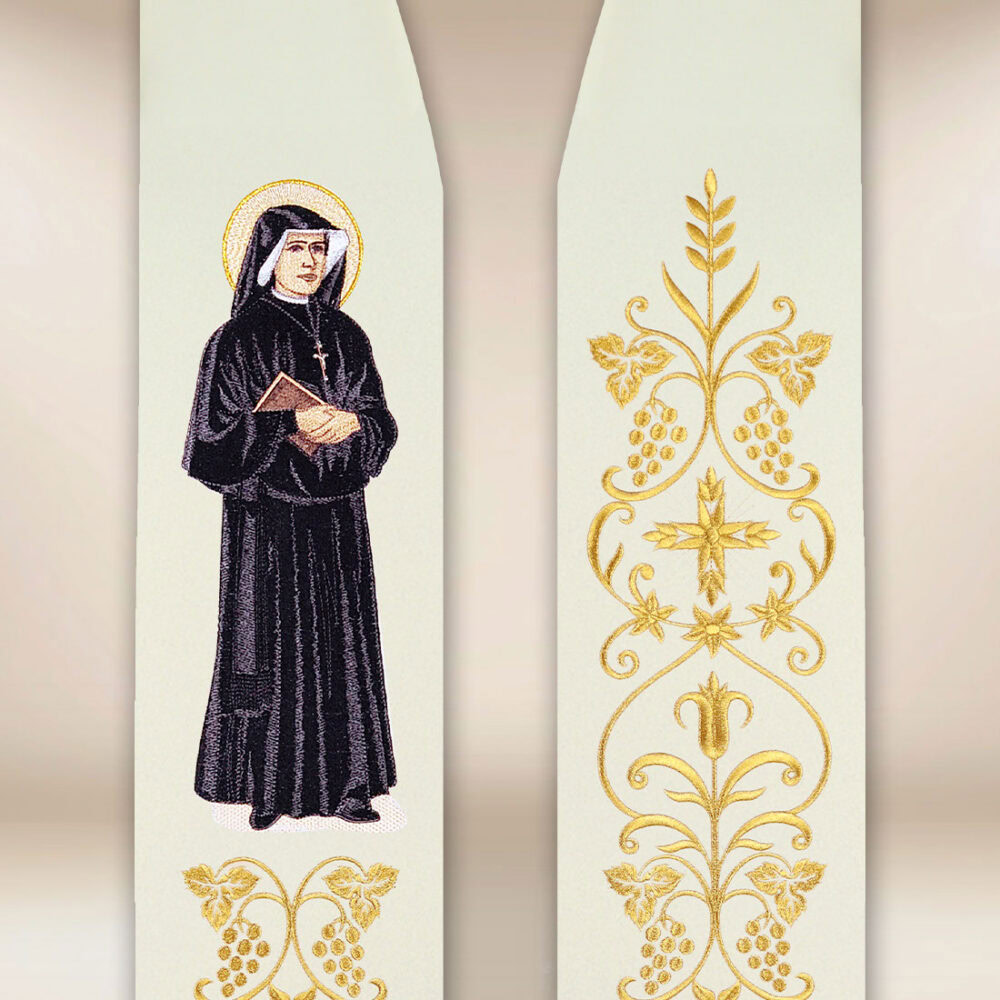 Stola ricamata con l'immagine di San Faustina