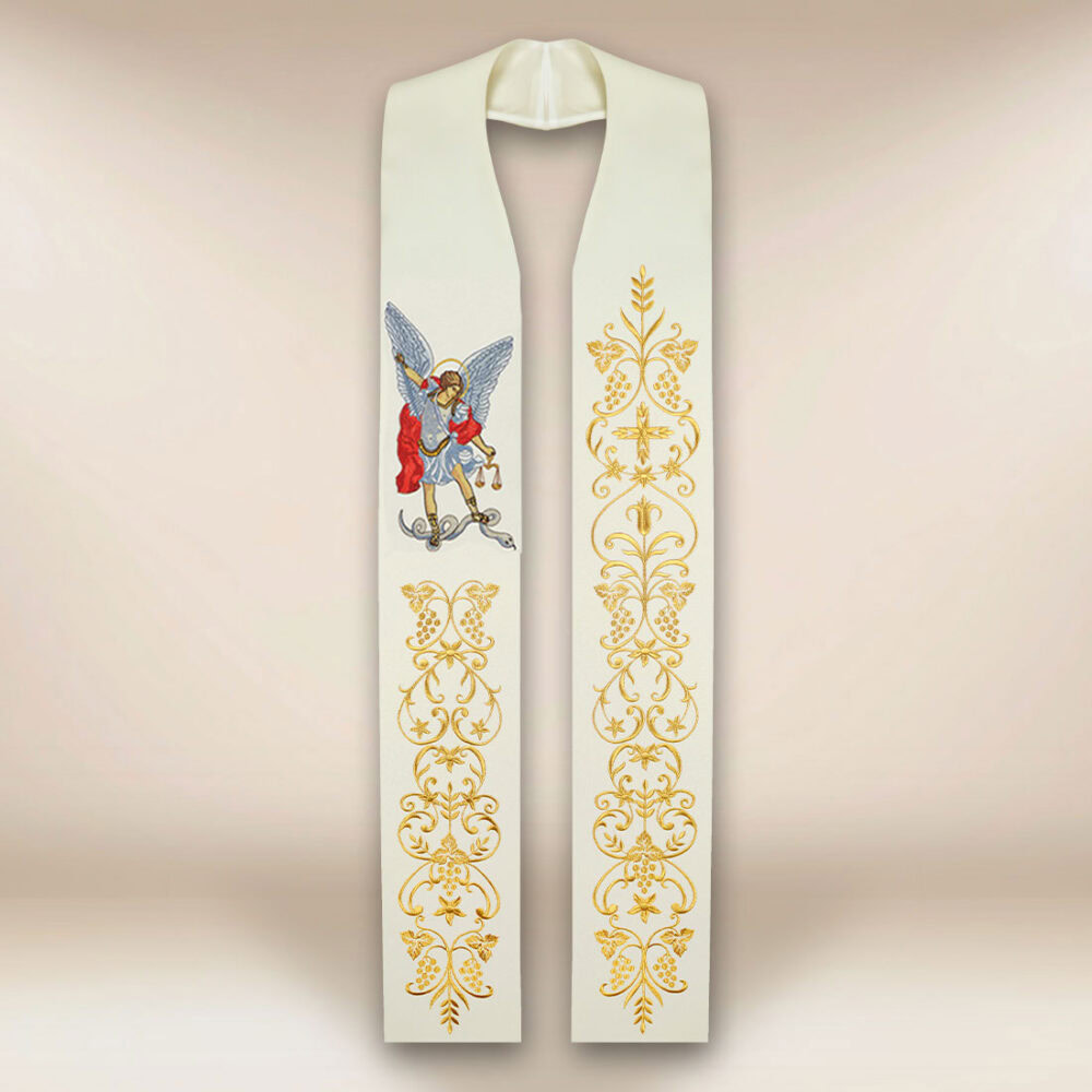 Stola liturgica di San Michele Arcangelo ricamata