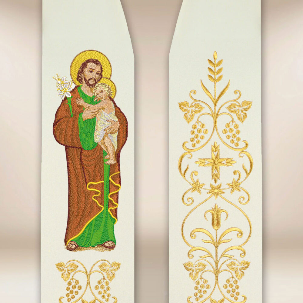 Stola ricamata con l'immagine di San Giuseppe