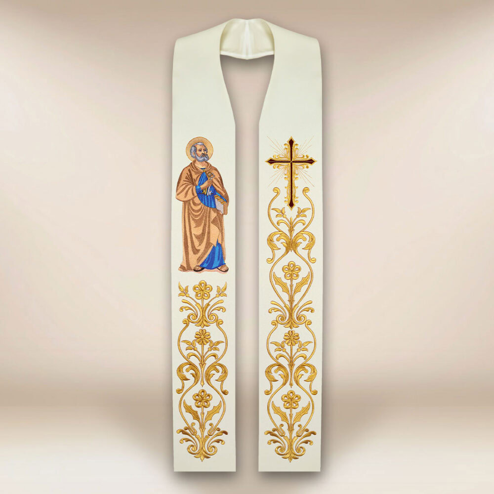 Stola ricamata con l'immagine di San Pietro
