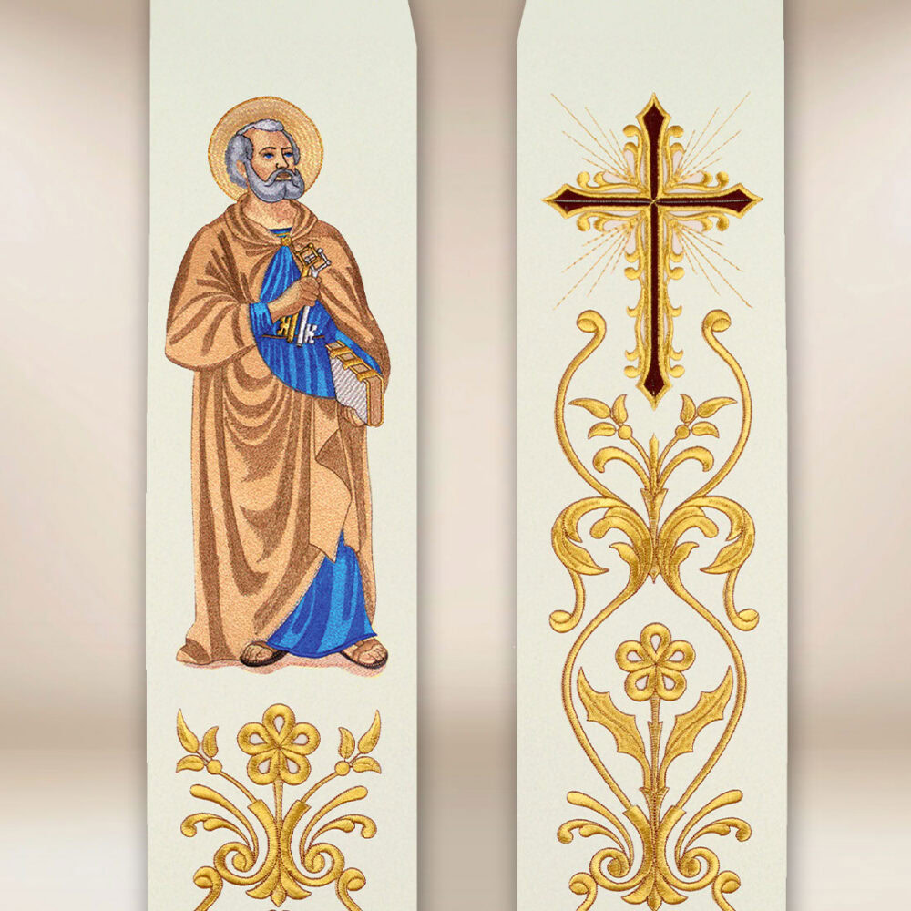 Stola ricamata con l'immagine di San Pietro