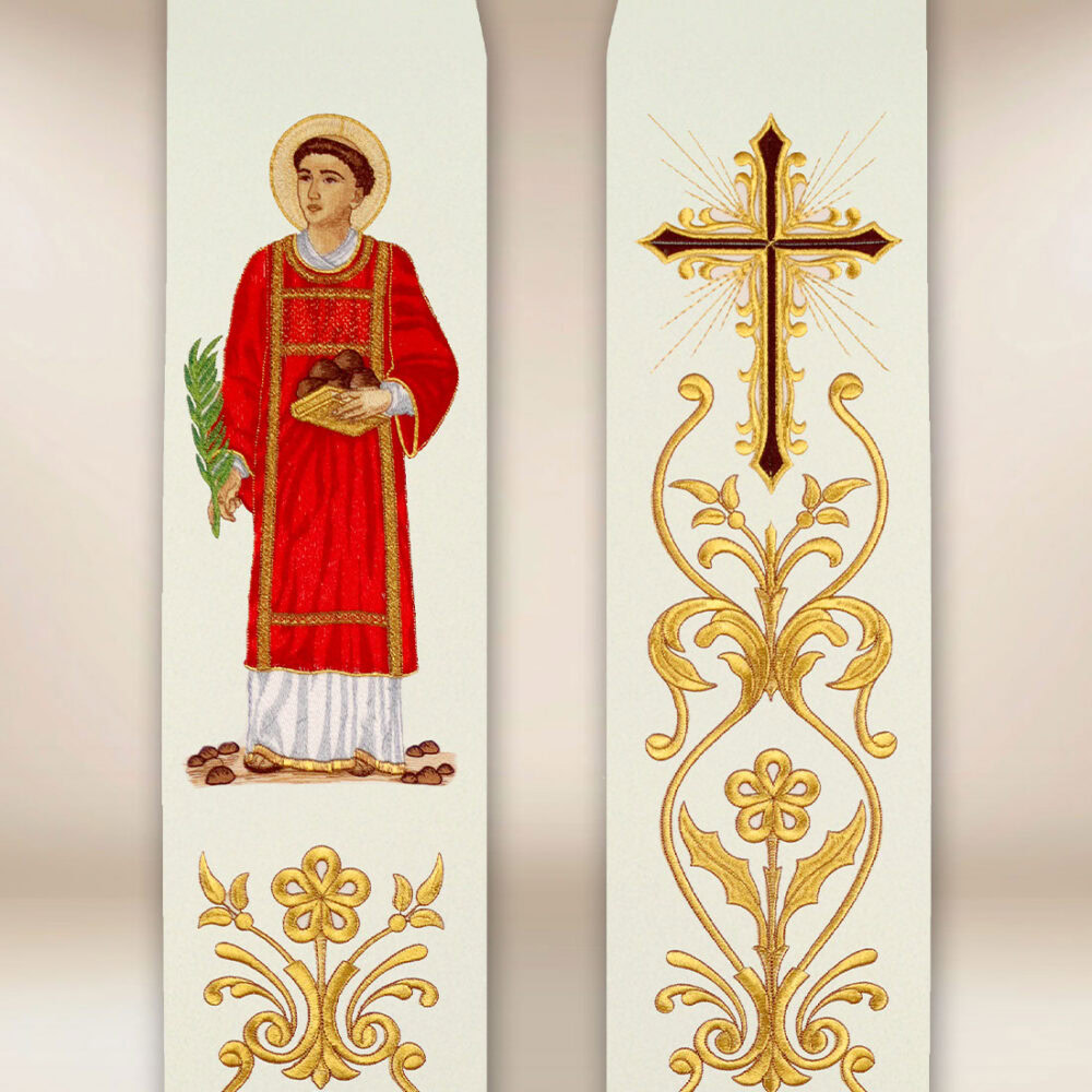 Stola ricamata con l'immagine di San Stefano