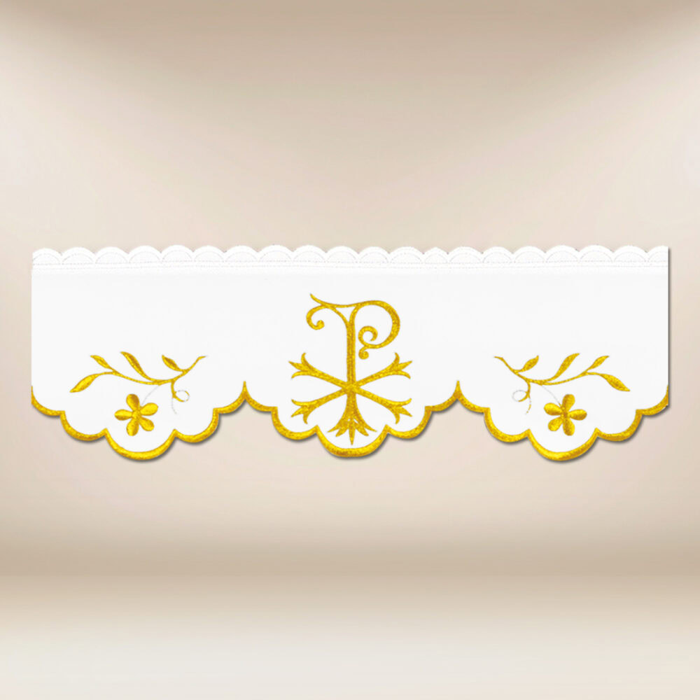 Pizzo ricamato con delicato ricamo dorato