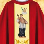 Casula rossa ricamata San Giovanni Nepomuceno