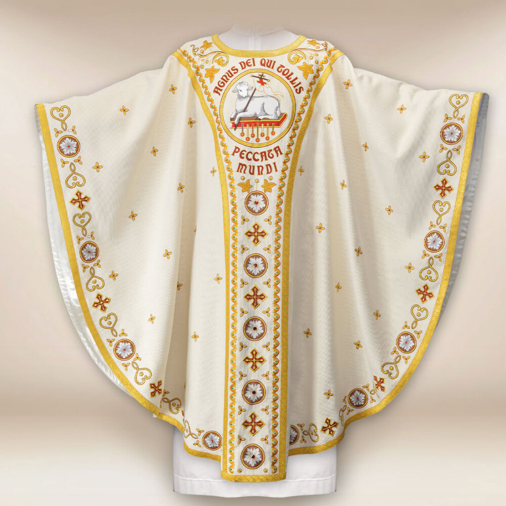 Casula ricamata Agnello di Dio premium